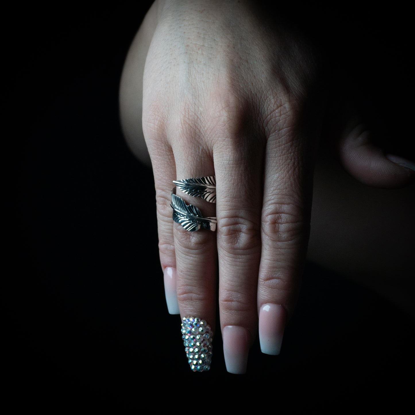 Anillo pluma de plata