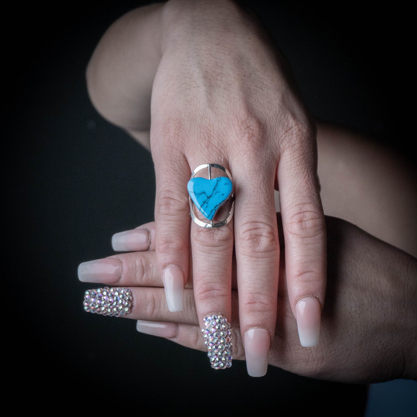 Anillo corazón obsidiana