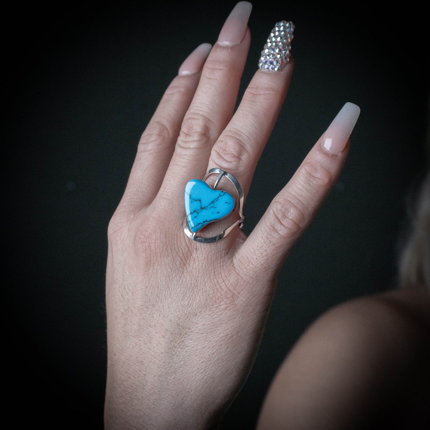 Anillo corazón obsidiana