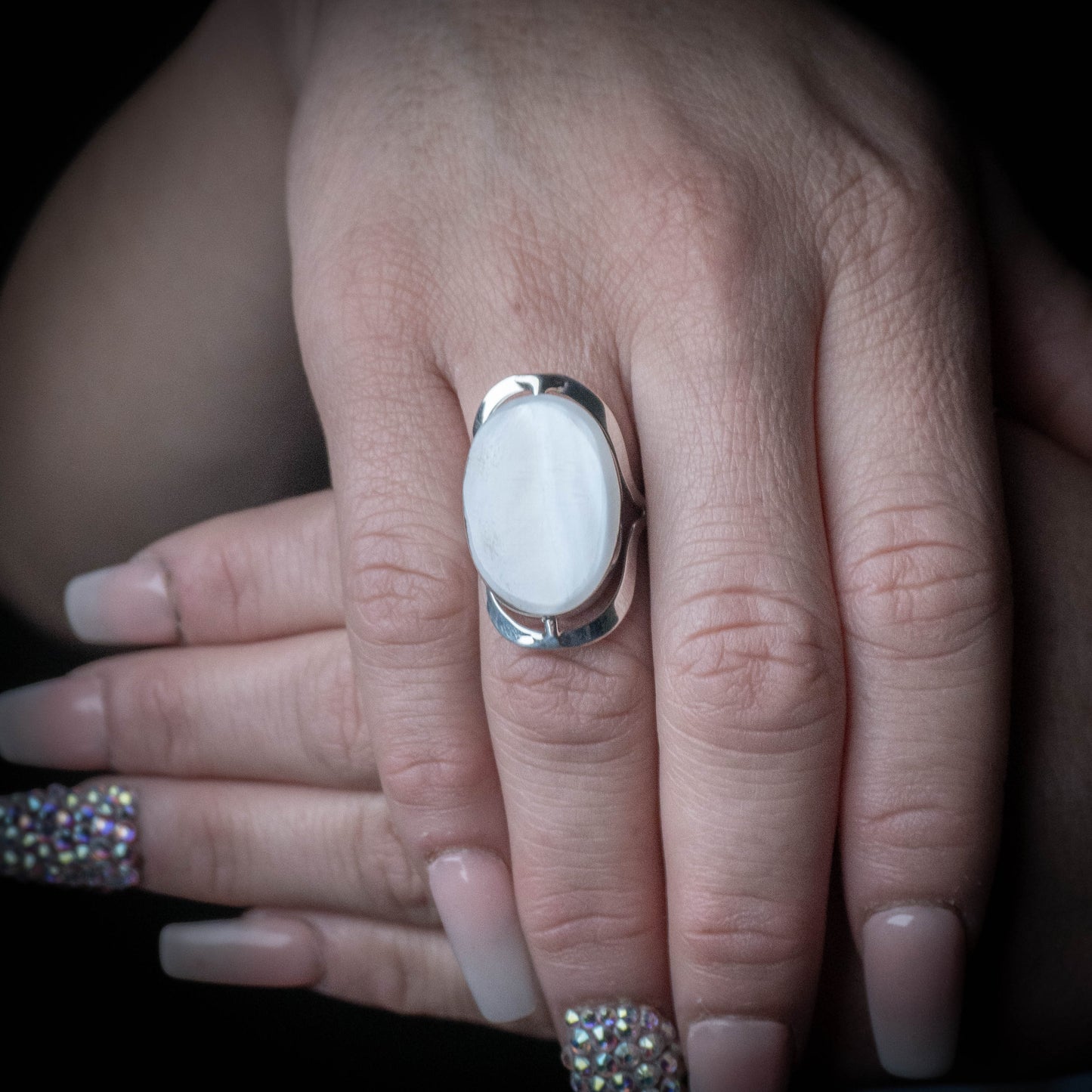 Anillo celeste de cuarzo